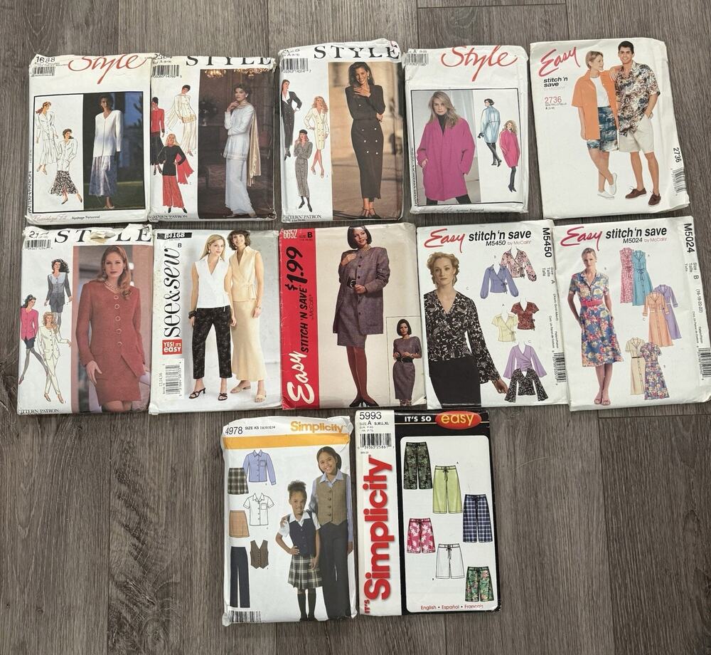Lot of 12 Assorted Style Vintage Sewing Patterns Lot Simplicity McCalls Style